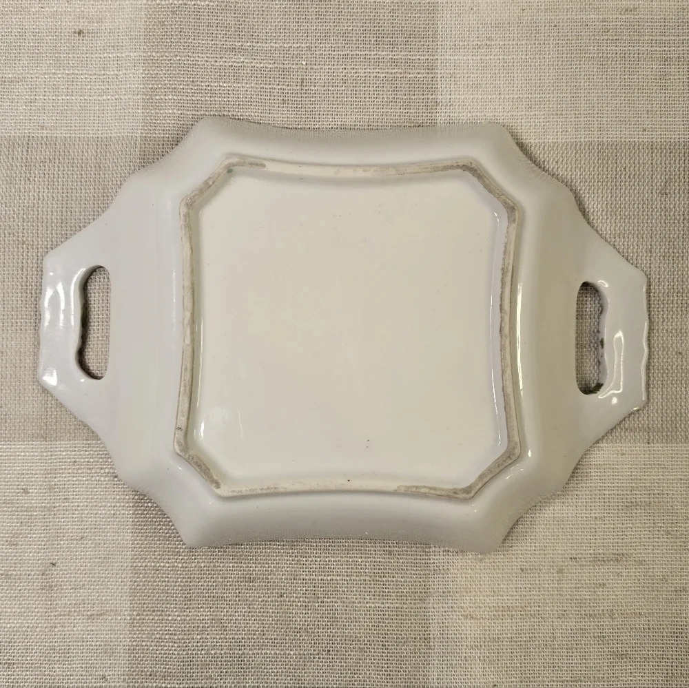 Vintage Porcelain Hand Painted Floral Small Trinket Vanity Tray Dish X 2